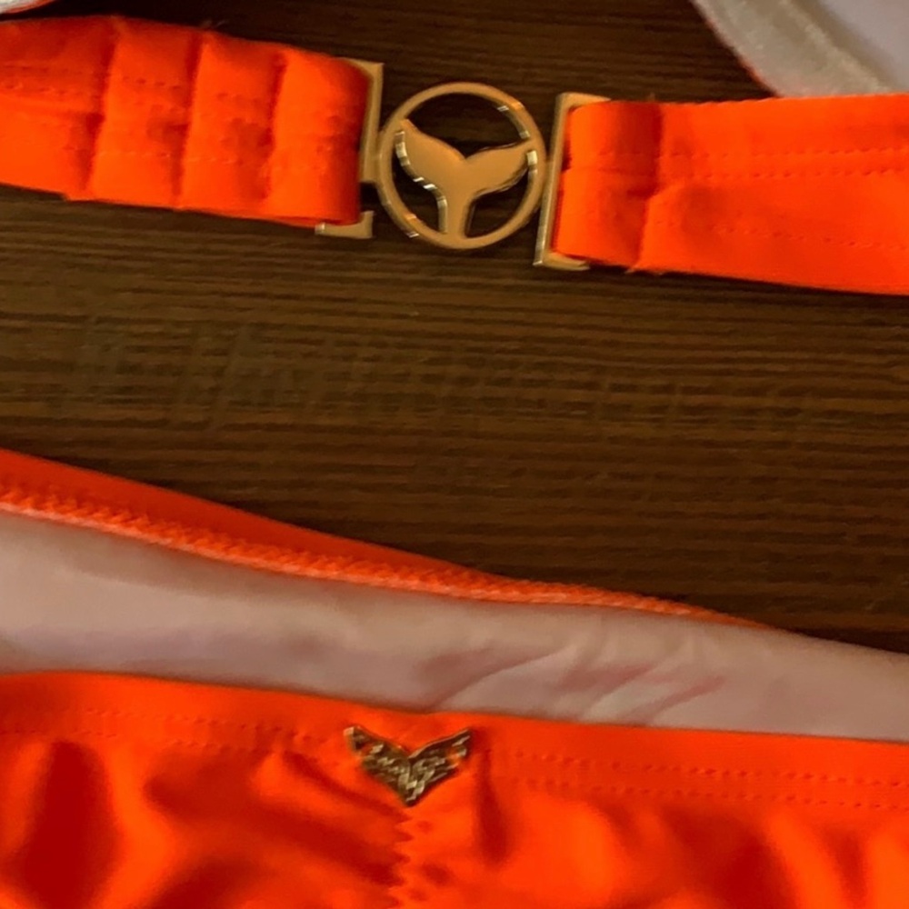 NWOT Sexy Neon Orange Whale logo Rare Bikini Set